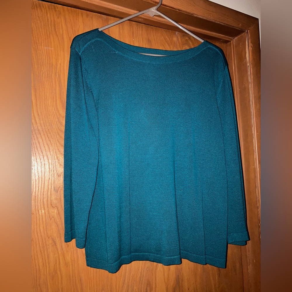 Coldwater Creek 70% silk sweater, size L, teal